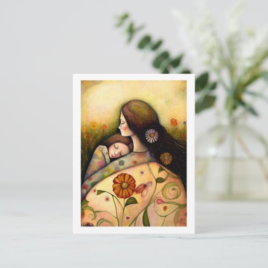 Happy Moederdag moeder en dochter schilderen Briefkaart (Staand voorkant)