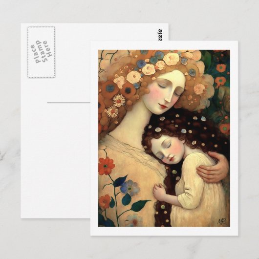 Happy Moederdag moeder en dochter schilderen Briefkaart (Voorkant / Achterkant)