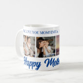 Happy Moederdag Mom Blauw Fotorooster Koffie Mok (Voorkant links)