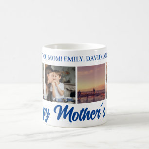 Happy Moederdag Mom Blauw Fotorooster Koffie Mok