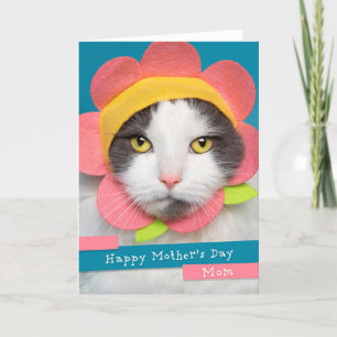 Happy Moederdag Mom Schattige Cat in Flower Pet Feestdagen Kaart