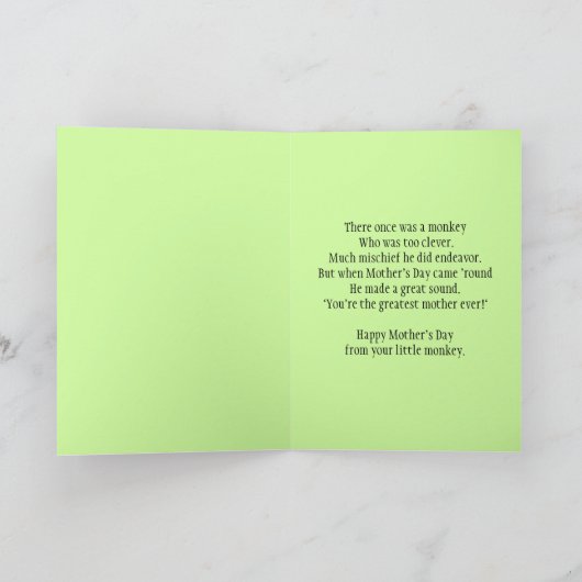 Happy Moederdag Monkey Moeder and Child Humor Kaart (Binnen)