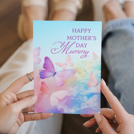Happy Moederdag MUMMY pastelvlinders foto Feestdagen Kaart