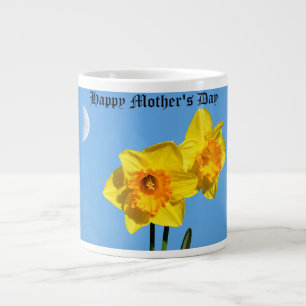 Happy Moederdag narcissen gouden medaille bloemen Extra Grote Beker