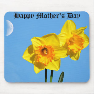 Happy Moederdag narcissen gouden medaille bloemen Muismat