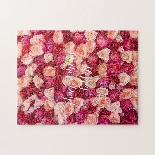 Happy Moederdag of Jouw tekst Rozen Flowers Legpuzzel (Horizontaal)
