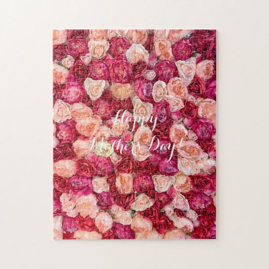 Happy Moederdag of Jouw tekst Rozen Flowers Legpuzzel (Verticaal)