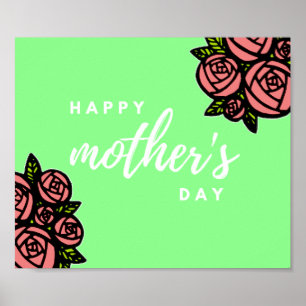 Happy moederdag on green poster