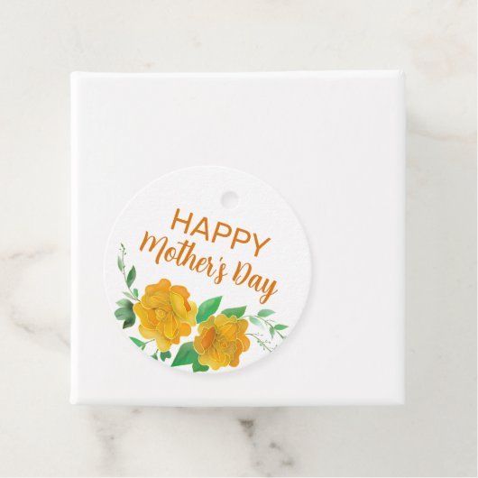 Happy Moederdag Oranje Rozen Floral Bedankjes Labels (In situ)