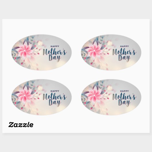 Happy Moederdag Ovale Sticker (Vel)