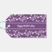 Happy Moederdag Paars en White Flowers Cadeaulabel (Achterkant Horizontaal)