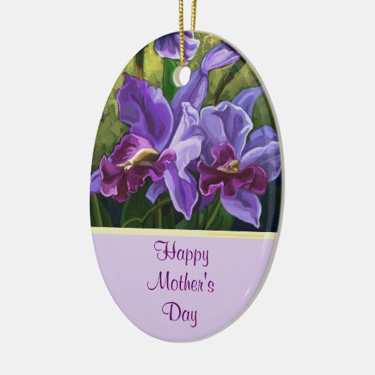 Happy Moederdag paarse bloemen Keramisch Ornament (Links)