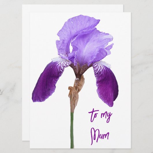 Happy Moederdag paarse iris floral Feestdagenkaart (Voorkant / Achterkant)