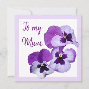 Happy Moederdag paarse pansy floral Kaart