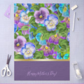 Happy Moederdag Pansy Violet Flowers Waterverf Tissuepapier (Craft)