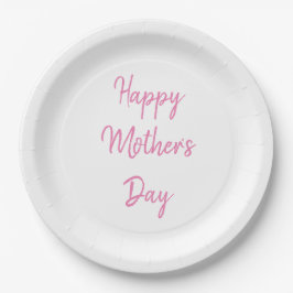 Happy Moederdag Party 2024 Roze Eenvoudige Classy Papieren Bordje