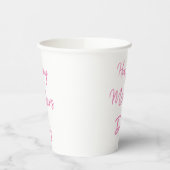 Happy Moederdag Party 2024 Roze Script Custom Papieren Bekers (Links)