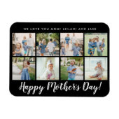 Happy Moederdag Photo Collage Custom Black Magneet (Horizontaal)