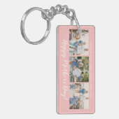 Happy Moederdag Photo Collage Custom Blush Pink Sleutelhanger (Voorkant Links)