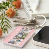 Happy Moederdag Photo Collage Custom Blush Pink Sleutelhanger (Voorkant Rechts)