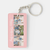 Happy Moederdag Photo Collage Custom Blush Pink Sleutelhanger (achterkant)