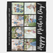 Happy Moederdag Photo Collage Message Black Fleece Deken (Voorkant)