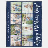 Happy Moederdag Photo Collage Message Navy Blue Fleece Deken (Voorkant)