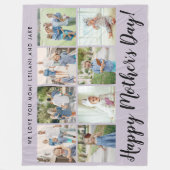 Happy Moederdag Photo Collage Message Paars Fleece Deken (Voorkant)