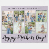 Happy Moederdag Photo Collage Message Paars Fleece Deken (Voorkant (Horizontaal))