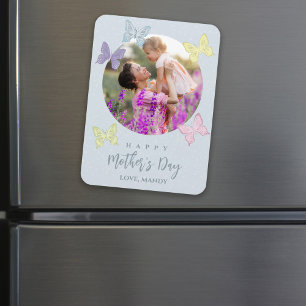 Happy Moederdag Photo Pastel Cute Butterflies Magneet