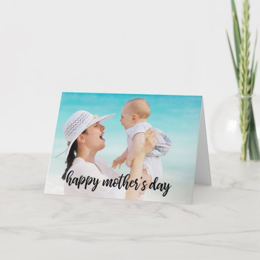 Happy Moederdag Photo Template zwart script Kaart (Voorkant)