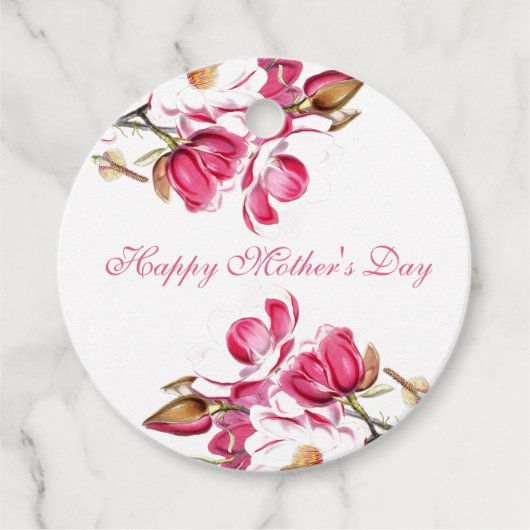 Happy Moederdag Pink Floral script Bedankjes Labels (Voorkant)