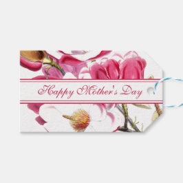 Happy Moederdag Pink Floral script Cadeaulabel