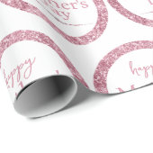 Happy Moederdag Pink Glitter en Diamonds Cadeaupapier (Rol Hoek)