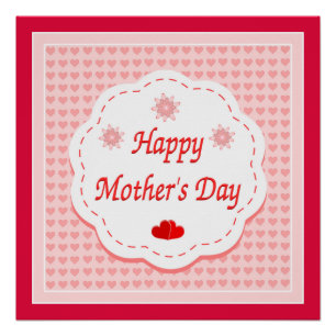 "HAPPY MOEDERDAG" PINK HEARTS PERFECT POSTER