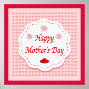 "HAPPY MOEDERDAG" PINK HEARTS POSTER