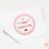 "HAPPY MOEDERDAG" PINK HEARTS RONDE STICKER (Envelop)