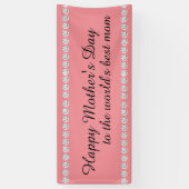 Happy Moederdag Pink Jewels Diamonds Spandoek (Verticaal)