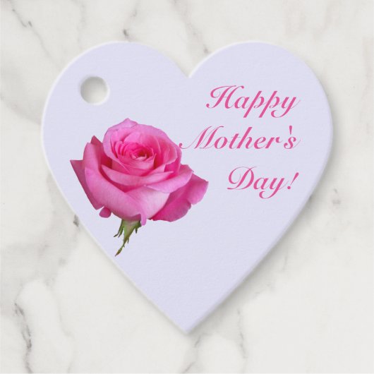Happy Moederdag Pink Rose Gift Labels (Voorkant)