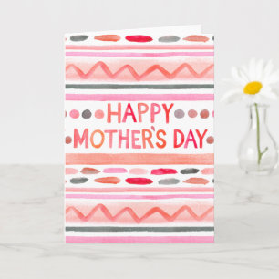 Happy Moederdag Pink Waterverf Stripes Kaart