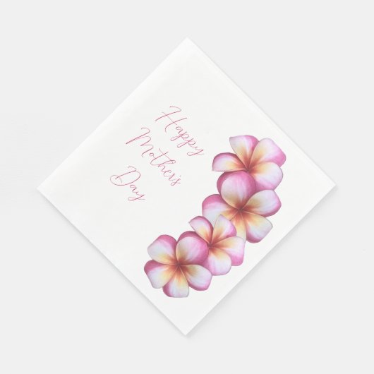 Happy Moederdag Plumeria papieren servetten (Hoek)