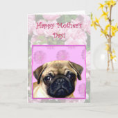 Happy Moederdag Pug hond wenskaart Kaart (Gele Bloem)