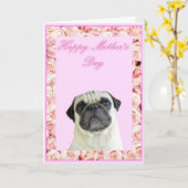 Happy Moederdag pug wenskaart Kaart (Gele Bloem)