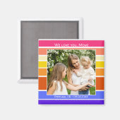 Happy Moederdag Rainbow Striped Photo Magnet Magneet (Voorkant / Achterkant)