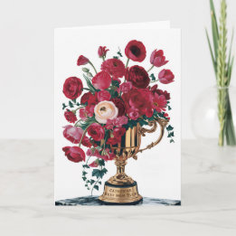 Happy Moederdag Red Flowers Trophy Kaart