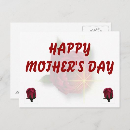 Happy Moederdag Red Rose Briefkaart (Voorkant / Achterkant)