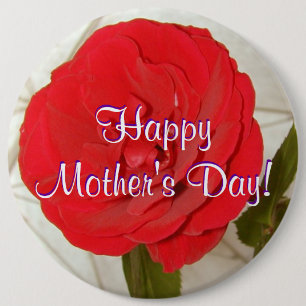 Happy Moederdag Red Rose I Ronde Button 6,0 Cm