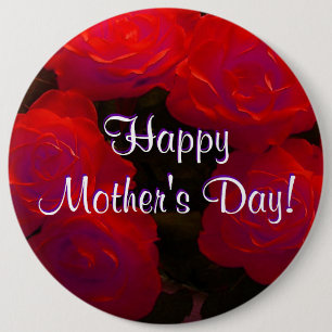 Happy Moederdag Red Roses Ronde Button 6,0 Cm