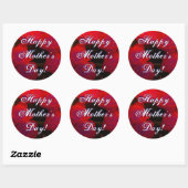 Happy Moederdag Red Roses Ronde Sticker (Vel)