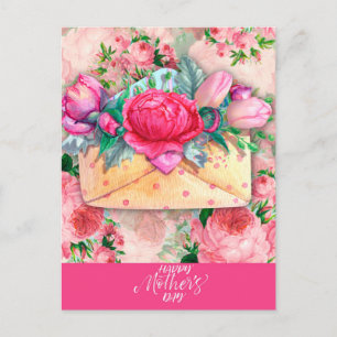 Happy Moederdag Red Roze Paarse Floral Flowers Briefkaart